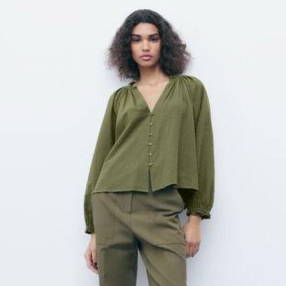 ZARA BOHO EMBROIDERED BLOUSE - Picture 7 of 8